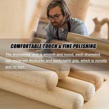 1 Pair Natural Wood Drumsticks, Solid Wood With Fine Polished Texture, Sturdy And Durable For Daily Practice, Rehearsal And Stage Performance, Convenient Storage, Suitable For Beginners Or As A Gift For Drum Enthusiasts - Multicolor - View 4