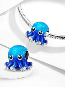 1件时尚925纯银闪亮章鱼吊坠珠子饰品，适合女士手链DIY - 章魚 - 查看 3