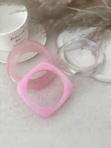 3piezas/Set Brazaletes de resina translúcida asimétrica exagerada para mujeres, personalizados y versátiles - multicolor - Ver 4