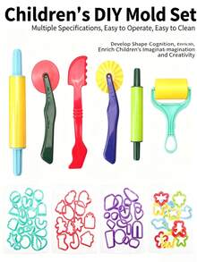 24/12PCS Colorful Clay Tool Set, Educational Clay Model, Includes Plastic Animal Cutouts, Molds And Accessories, Clay Embossing Set, Animal/Shape/Geometric Patterns, Punching Tools, DIY Clay/Playdough Molds, Colorful Embossing Multi-Shape Handmade Molds, Back To School - Sets - View 1