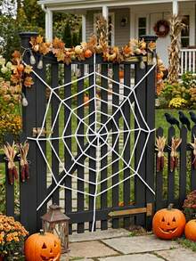 1 pieza Telaraña de peluche blanca, Decoración de telaraña de peluche, Decoración de Halloween, Suministros para fiestas de Halloween 2026 interiores/exteriores, Decoración de pared, Decoración del hogar de Halloween, Decoración colgante de casa embrujada, Decoración de invierno, Decoración de fiesta de Halloween, Suministros para fiesta de Halloween, Recuerdos de fiesta - Telaraña blanca - Ver 3