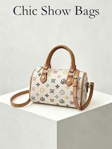 Niche, Understated Luxury Style, Colorful Geometric Monogram Boston Bag, Adjustable Shoulder Strap, Fashionable And Versatile Women's Shoulder Bag. - Multicolor - View 11