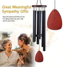 One Large Outdoor Wind Chime - 6 Aluminum Tubes, Deep, Resonant Sound, Weather-Resistant Metal Wind Chime, Suitable For Gardens, Patios, Zen Decorations, No Electricity Required. - Black - View 7