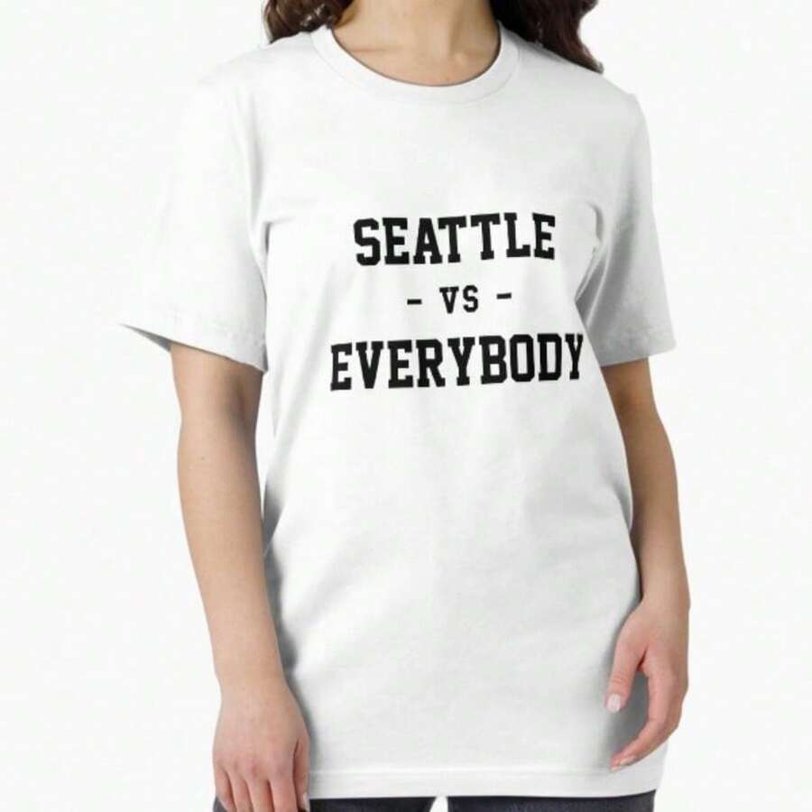 Camiseta con la aguja espacial frente a una ciudad colorida - Rojo - Ver 1