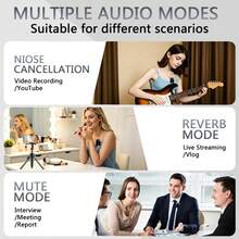 Wireless Lavalier Microphone Compatible With Iphone And Android Phone, Mini Microphone With Noise Reduction, Auto Pairing And Mute & Reverb For Vlogging, Video Recording- Plug & Play, Battery Capacity: (Receiver: 140mAh, Microphone: 160mAh) - Multicolor - View 4