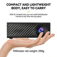 Portable Mini Projector, Full HD Wired Projector (No Bluetooth, No WiFi), Built-In Speaker And Remote Control, Wired Phone/Tablet Connection, EU/UK/US/AU Plug Adapter, Suitable For Home Theater, Office, Dorm, Travel - Black - View 7