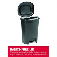 Rubbermaid Classic - Papelera de alta calidad de 13 galones con tapa y pedal de acero inoxidable cubeta de basura para cocina hogar oficina cochera - Negro 10 piezas - Ver 4