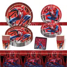 Disney Red Spider-Man Theme Children's Birthday Decoration Party Supplies Set - Paper Cups, Tissues, Plates, Tablecloths, Flags, Games - Theme Balloon Party Set - Tableware, Children's Toys - Cutlery Set - View 2