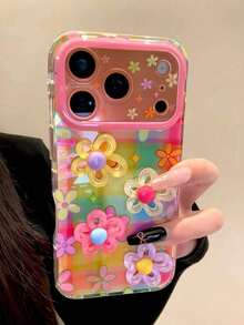 1個 適用於 Apple 17Pro 手機殼 Apple 16promax 夏季 Ins 彩色 3D 花朵 小眾新款 16 女款 防摔 13 軟殼 15pro 全包覆 Apple 14 保護殼 - 花朵格子 - 查看 3