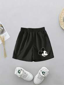 Disney Mickey Mouse Vintage 1928 Checkered Ring Print Kids 2-14Y Unisex Tee & Shorts Set Summer Holiday Casual Outfit Express Delivery - White Shirt and Black Pants - View 3