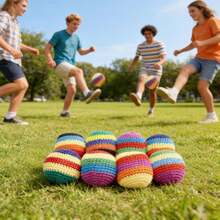 6/3/2/1pc Handmade Crochet Soccer Balls, 5.5cm/2.17in Colorful Knitted Foot Bags, Soft Kicking Balls, Suitable For Juggling, Classroom Activities, Stress Relief, Family Gatherings, Party Favors, Holiday Gifts - Multicolor - View 8