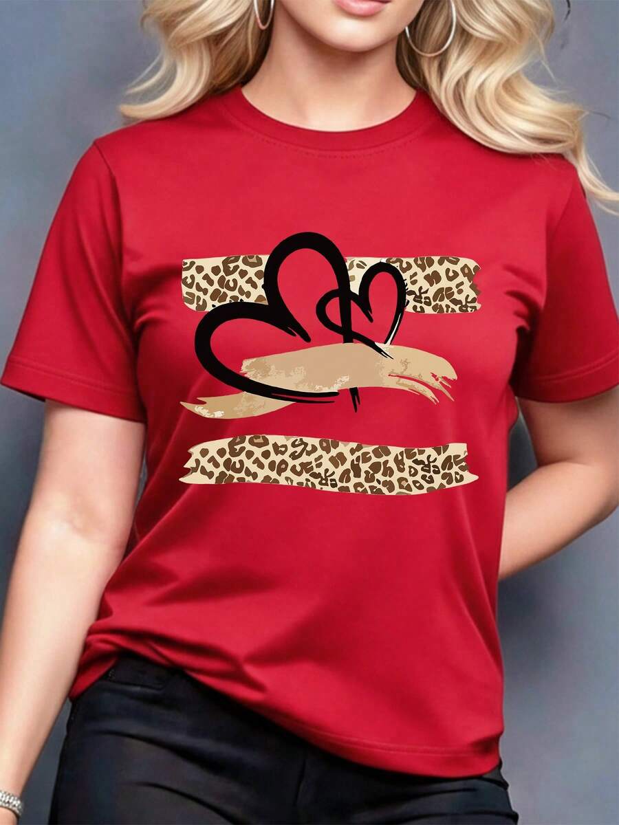 Women's Short-Sleeved Crew Neck Printed T-Shirt, Y2K, Sunset Coastal Landscape Evoking Beach Holidays, Perfect For Summer Season And Beach Getaways - 紅色 - 查看 1