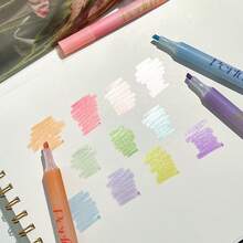 1/4/12pcs Glitter Fluorescent Marker Pens, Slanted Tip Fluorescent Gel Pens, Pink Cute Highlighter Pens, Back To School Student Office Stationery, Drawing Supplies, School Supplies (Suitable For Highlighting, Note-Taking, Scrapbooking, Drawing And Doodling) - Sets - View 10