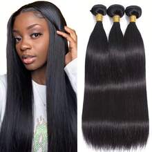 Brazilian Hair Bundles Straight Human Hair Weave Bundles Remy Hair Extension Natural Black 1/3 Pcs 12-32 Inches - Natural Black - View 2
