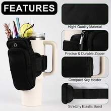 SAVITA Bolsa de Botella de Agua, Doble Capa, Soporte de Botella de Agua para Tarjetas Llaves Cartera Soporte para Teléfono para Correr Bolsa para Teléfono para Gimnasio para Correr Bicicleta - Negro - Ver 4