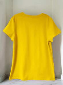 Women's Essential T-Shirt, Comfortable In All Seasons, Soft Round Neck, Fashionable Print - Yellow - View 2