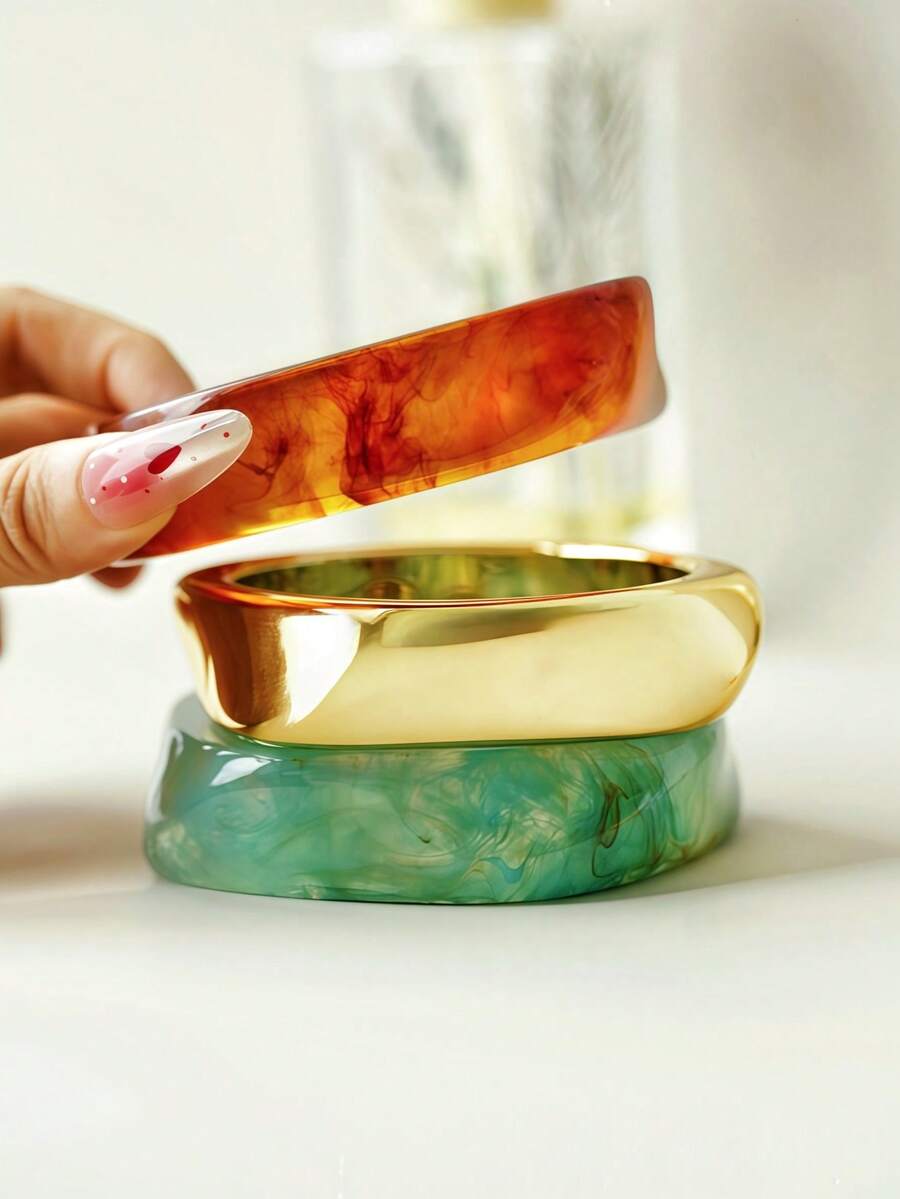 Exaggerated Geometric Bracelet Set, Versatile Jewelry For Daily Wear, Party, Vacation, Bohemian Style - Geometric Bracelet - Classic Style - View 1