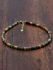 1 pieza Collar de cuentas de piedra natural con colores arcoíris estilo bohemio y dopamina, cadena de clavícula vintage de orgullo para mujeres, adecuado para uso diario, vacaciones, viajes, uso casual, regalo de joyería de moda para familiares y amigos - color - Ver 13