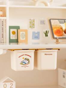 Invisible Under-Desk Hanging Storage Box, Drill-Free Adhesive Smooth Slide, Cartoon Print, Student Desk Office Desktop Stationery Small Items Invisible Drawer Storage Box - View 2