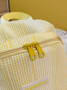 1pc Girls Solid Color Nylon Zipper Closure Fashion Backpack Student School Bag Suitable For All Seasons Daily Use - A - View 7
