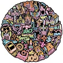 50PCS Bible Neon Graffiti Stickers Decoration Luggage Phone Guitar Scrapbook Sticker Classic - 1 Set - View 3