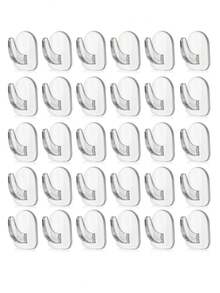 30pcs Transparent Self-Adhesive Wall Hooks, Compact Seamless Transparent Self-Adhesive Wall Hooks, Reusable, Suitable For Bathroom, Bedroom And Kitchen Transparent Self-Adhesive Command Hooks - Multicolor - View 10