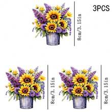 1/2/3PCS Durable Washable Heat Transfer Vinyl, Purple Sunflower Lavender Purple Chrysanthemum Green Leaf Floral Pattern Color Block Heat Transfer, Vinyl Print, Heat Transfer Sticker, Iron-On Transfer Sticker Decal - Suitable For Pillows, DIY, Backpacks, T-Shirts, Canvas Bags, Sweatshirts, Jeans, T-Shirts, Clothing, Sewing Supplies - Multicolor - View 5