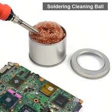 1pc Soldering Iron Copper Wire Cleaning Ball With Base, High Temperature Resistant Desoldering And Deoxidation, Electronic Welding Repair Cleaning Tool - Brown - View 4
