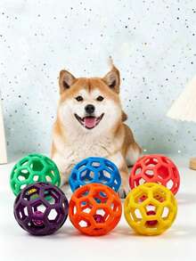 Durable Hollow Elastic Bell Ball, Teething Training Ball, Self-Play Toy, Suitable For Small To Medium Pet Dogs And Cats, Cute Toy Ball With Inner Bell, Random Color - Multicolor - View 2
