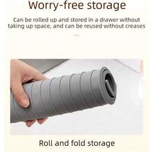 1pc Foldable Flexible Silicone Drainage Mat, Grooved Quick‑Drying Countertop Pad, Multi‑Size Kitchen Sink & Bathroom Vanity Counter Accessory, Available In Black White Grey - Draining Mat. New - View 4