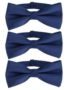 1pc Herringbone Fabric Bow Tie, Suitable For Business, Banquet And Party, Can Be Paired With Suits And Shirts - Navy Blue - View 4