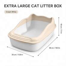 Katzenklo mit hohen Seiten und offener Oberseite, Anti-Tracking-Pedal, erhöhter Spritzschutzrand, große Katzenklo-Schale, leicht zu reinigende halb geschlossene Katzentoilette - Einheitsgröße - Übersicht 9