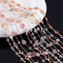 1m Fashionable Multi-Style Colorful Glass Rhinestone Asymmetrical Stone Copper Clasp Bead Chain For Handmade DIY Bracelets, Necklaces And Clothing Accessories - DIY Chain - View 3