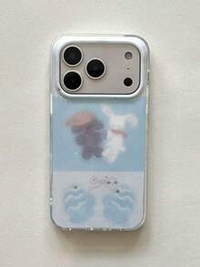1個柔軟閃粉蛋糕藍色小狗圖案可愛夢幻手機殼，適用於iPhone17/iPhone17 Pro Max/iPhone16 Pro Max/iPhone15 Pro/iPhone14/iPhone13/12/11，適合情人節/生日/母親節/復活節送給家人/朋友/姐妹/男朋友的完美禮物 - 淺藍色 - 查看 4