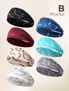 7Pcs/12Pcs Women's Outdoor Sports Exercise Multi-Color Headbands Sweatbands Summer Hair Accessories - Multicolor - View 9