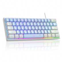 MageGee TS91 Teclado Compacto Alámbrico 60% 61 Teclas Retroiluminado RGB Pequeño Portátil Teclado de Membrana para Computadora de Oficina Compatible con Windows PC Laptop Gamers Blanco/Azul - Azul - Ver 8