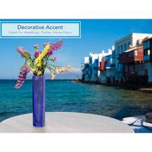 - Flower/Bud Glass Vase Decorative Centrepiece, Home or Wedding by - 23cmx 5.1cm, - Transparente, azul cobalto + 22,9 cm - Ver 6