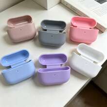 Funda protectora minimalista de silicona de unicolor para AirPods Pro 2 y Pro 3, con cordón de color a juego - Violeta claro - Ver 4