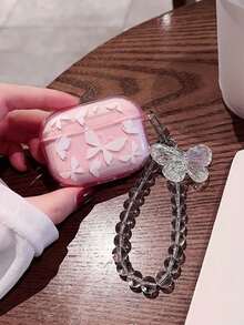 1 buah Casing Earphone Kupu-kupu Berkilau Kompatibel dengan Pro3 Pro2 Pro 3 2 1 Transparan Modis untuk Perempuan dengan Gantungan Kunci Kupu-kupu Kristal - Baby Pink - View 6