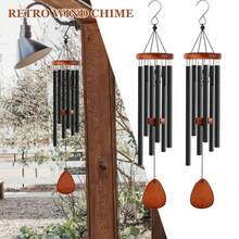 One Large Outdoor Wind Chime - 6 Aluminum Tubes, Deep, Resonant Sound, Weather-Resistant Metal Wind Chime, Suitable For Gardens, Patios, Zen Decorations, No Electricity Required. - Black - View 9