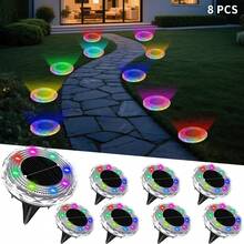 4/8/12PCS Solar Ground Lights, IP44 Waterproof In-Ground Solar Pathway Lamps, Dual Color LED Buried Landscape Lights With Auto On/Off Dusk To Dawn Sensor, Wireless Outdoor Lighting For Lawn, Driveway, Garden, Yard, Terrace, Steps & Patio Decor - Mini Brick In-ground Light - View 12