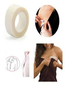 1 Roll Waterproof Clothing Fabric Tape, Double-Sided Invisible Body Adhesive, Bra Strap Tape, Transparent Lingerie Tape - Beige - View 4