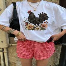 Heartfelt Daily Casual Graphic T-Shirt 100% Cotton Oversized Soft Breathable Casual Crewneck Short Sleeve Top Vintage Aesthetic Cute Retro Vibe For Casual Wearers Fashion Lovers Daily Outfit Enthusiasts Gift Givers - 白色 - 查看 18
