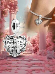 1pc 925 Sterling Silver Virgin Mary Rose Rosary Pendant, Suitable For Women Bracelet DIY Jewelry - Style 12 - View 6
