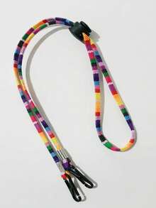Vintage Bohemian Style Striped Paisley Pattern Eyeglass Lanyard, Linen Eyeglass Anti-Loss Strap With Metal Buckle - Multicolor - View 3