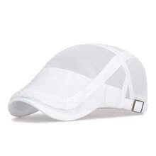 Boina casual de verano unisex de corte ajustado, gorra de repartidor de noticias de malla completa transpirable, sombrero de sol vintage británico - Multicolor - Ver 14