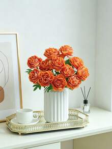 5pcs Realistic Silk Peony Artificial Flowers, Suitable For Wedding, Valentine's Day, DIY Crafts, Home Decor, Spring Decoration And Outdoor Decor - Orange - View 9