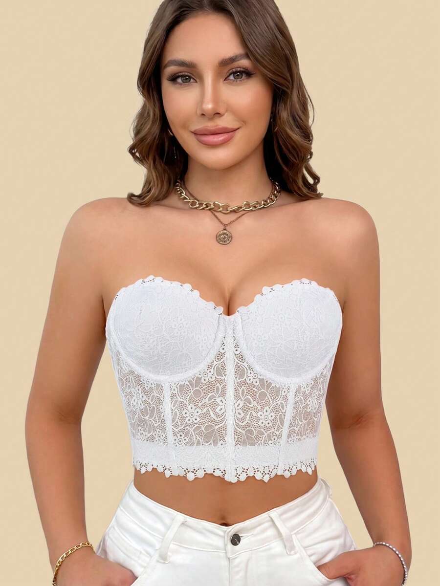 mimilemon Women's Lace Underwire Bra With Removable Straps - Lift And Support, Side Support, Sexy And Comfortable, Fashionable For Daily Wear - White - View 1