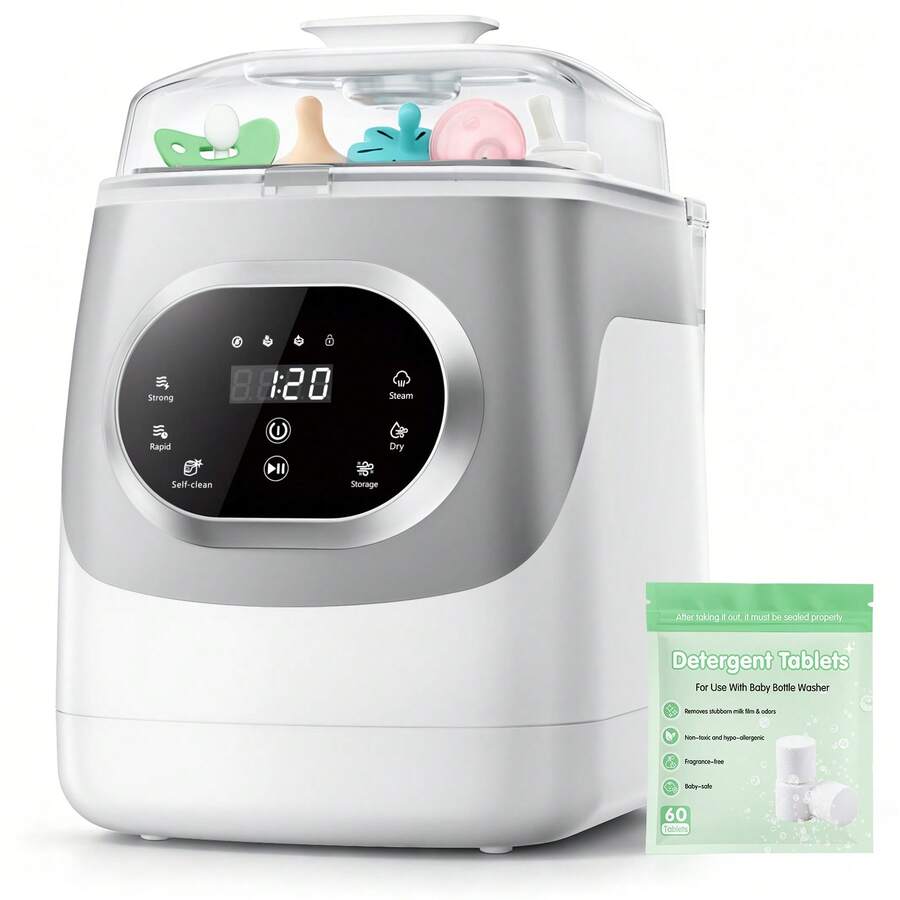Baby Bottle Washer, Sterilizer & Dryer - All-In-One Cleaning Machine For Bottles, Pump Parts & Baby Essentials - Time-Saving & Effortless Care - White - View 1