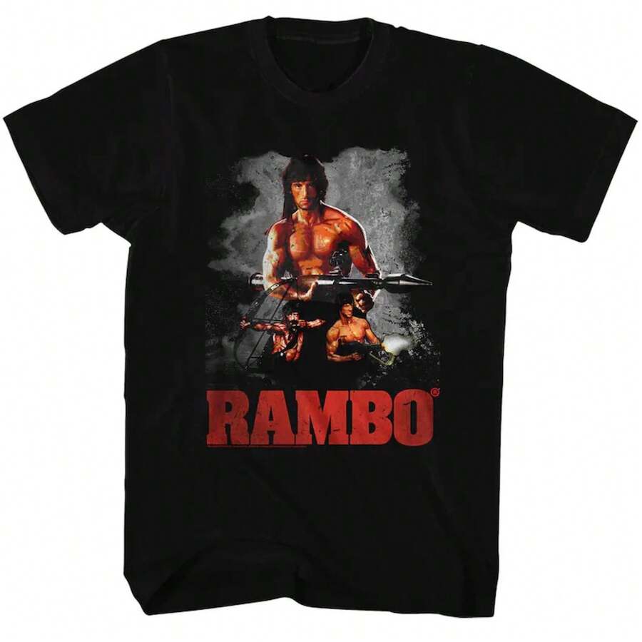 Camiseta Negra de Tres Vías para Adultos Rambo - Negro - Ver 1